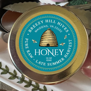 Gold Skep with Honeybees Classic Round Sticker
