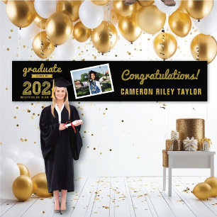 Gold Sketch Class of 2026 Photo Congrats Graduate Banner