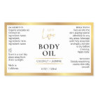 Gold Skincare Body Oil 4 OZ Cosmetic Bottle Label