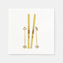 Gold Skis And Poles | Retro Ski Holiday