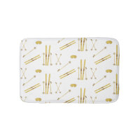 Gold Skis And Poles | Retro Ski Pattern 