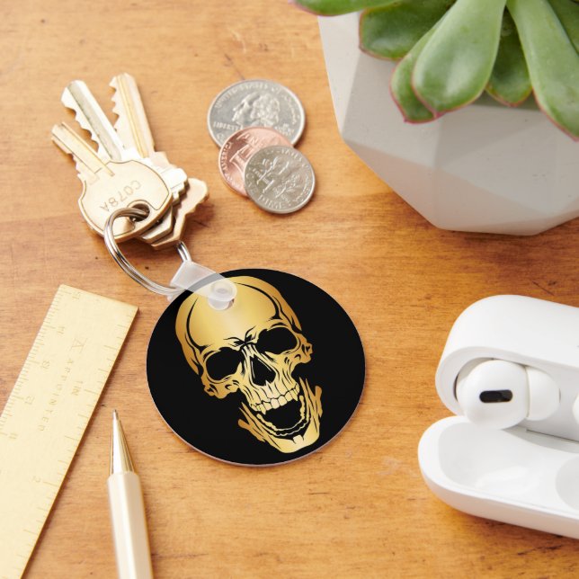 Gold Skull Metal Key Chain (Desk)