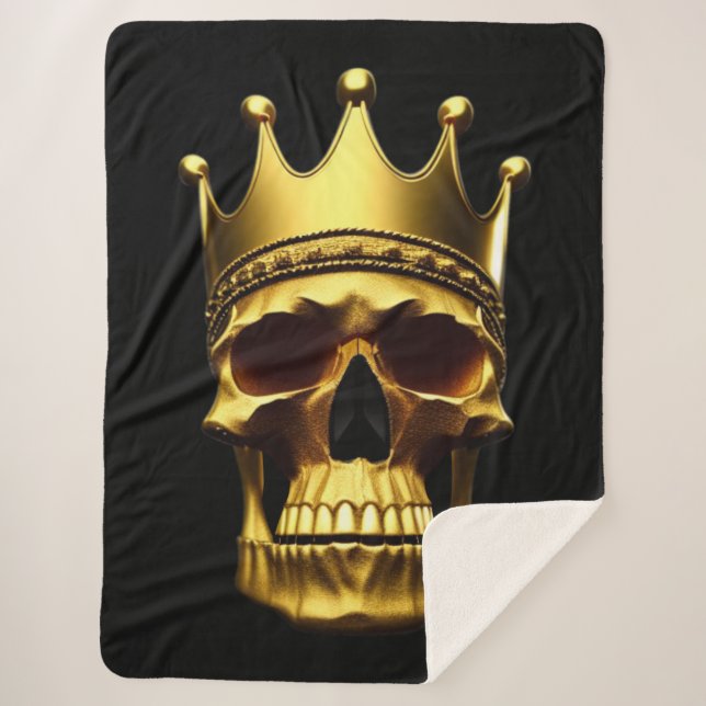 Gold Skull Sherpa Blanket (Front)