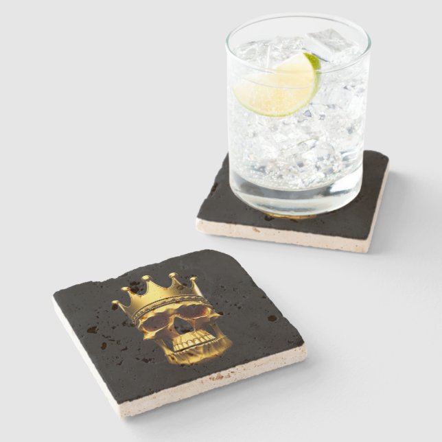 Gold Skull Stone Coaster (Side)