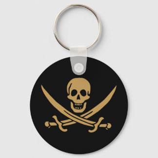 Gold Skull & Swords Pirate flag of Calico Jack Keychain