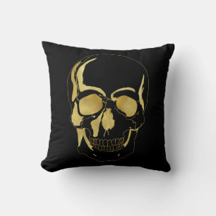 Gold Skull Throw Pillow