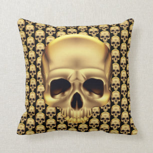 Gold Skull Throw Pillow