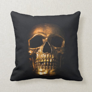Gold Skull Throw Pillow