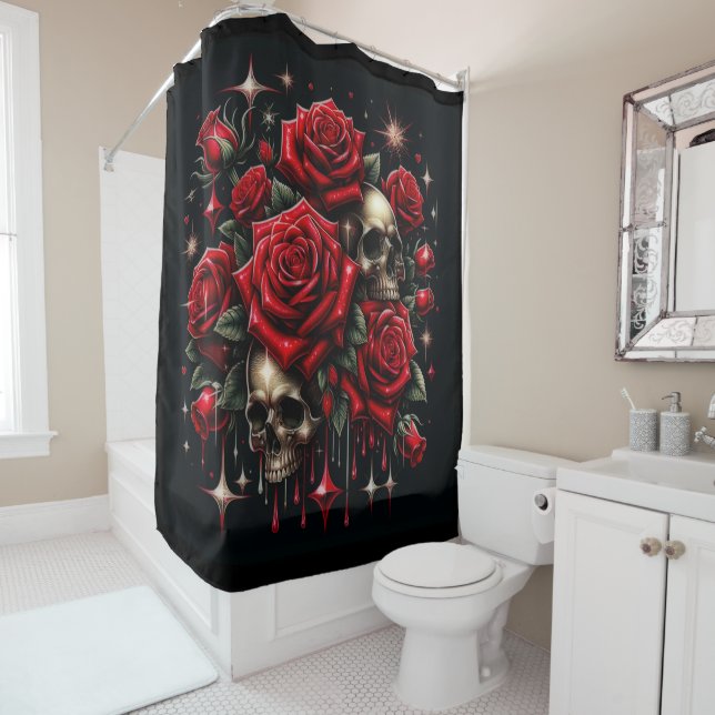 Gold Skulls & Red Roses Sparkle Gothic Glamour (In Situ)