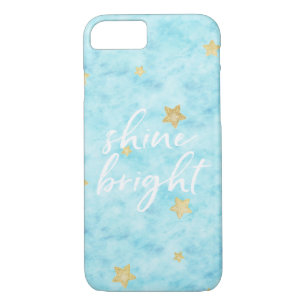 Gold Sky Blue Stars Watercolor Shine Bright Case-Mate iPhone Case
