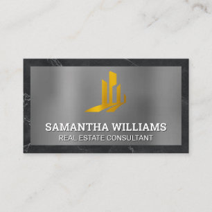 Gold Skyscraper Buildings Metal Marble Business Card