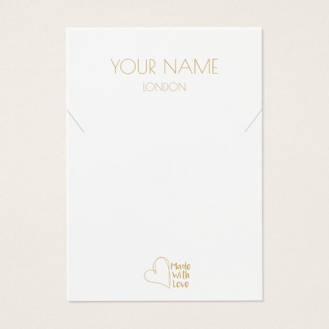 Gold small heart necklace, bracelet display card (Front)