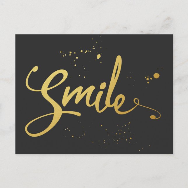 Gold Smile Quote Postcard (Front)