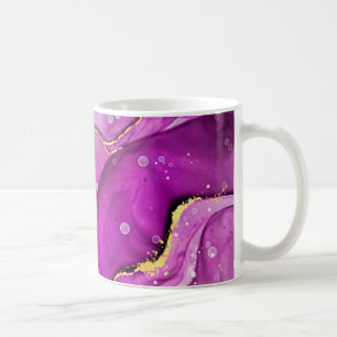 Gold, Smokey Blue & Red Purple Liquid Ink Coffee Mug