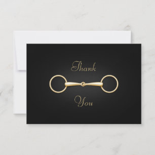 Gold Snaffle Bit Elegant Custom Equestrian Thank You Card