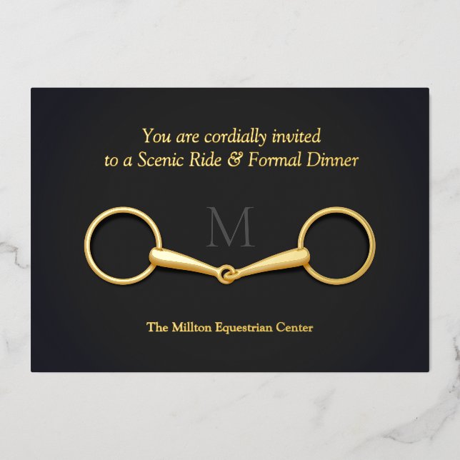 Gold Snaffle Bit Elegant Equestrian Monogrammed (Front)