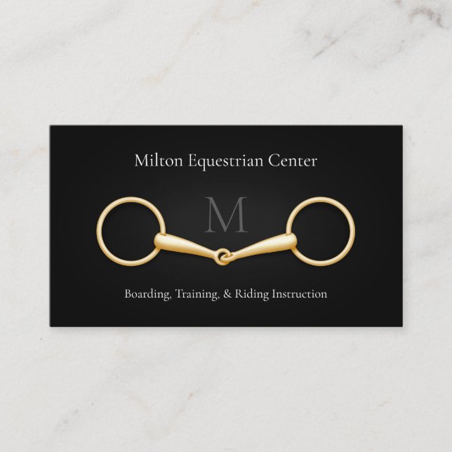 Gold Snaffle Bit Elegant Equestrian Services Business Card (Front)