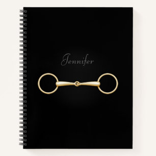 Gold Snaffle Bit Elegant Personalized Equestrian Notebook