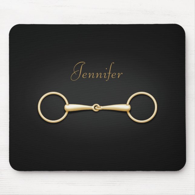 Gold Snaffle Bit Persoanlized Equestrian Mouse Pad (Front)