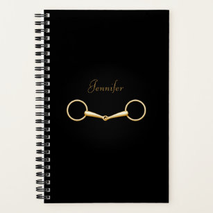 Gold Snaffle Bit Personalized 5.5"x8" Equestrian Notebook