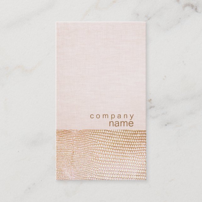 Gold Snake Skin Pattern Pink Linen Look Boutique Business Card (Front)