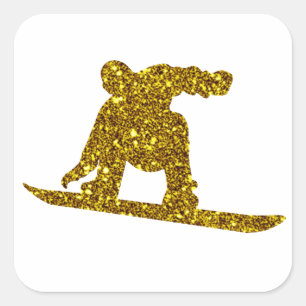 Gold Snowboard Sticker