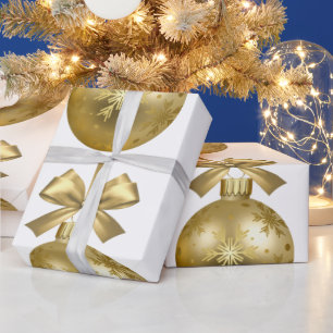 Gold Snowflake Bauble Ornament Wrapping Paper