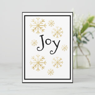 Gold Snowflake Black Script Merry Christmas Card