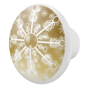 Gold Snowflake Ceramic Knob