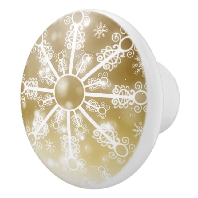 Gold Snowflake Ceramic Knob (Right)