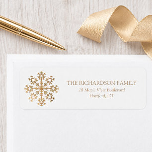 Gold Snowflake Christmas Holiday Return Address