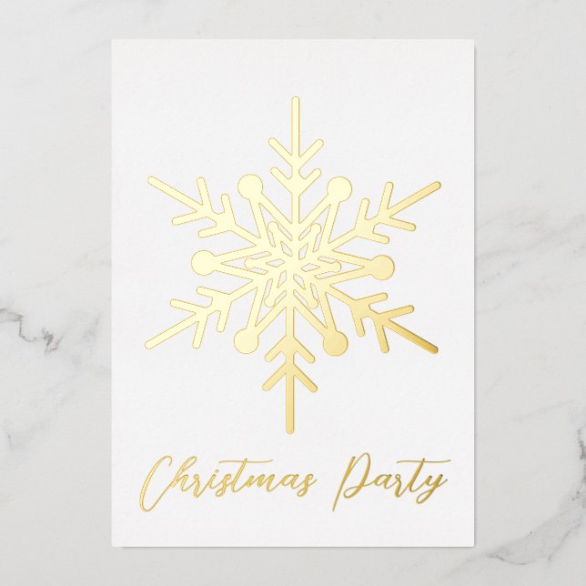 Gold snowflake Christmas party invitation real  (Front)