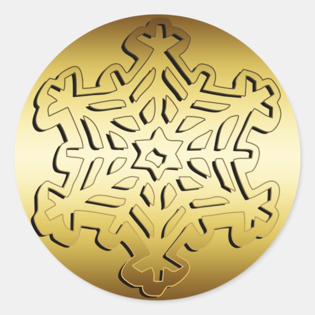 GOLD SNOWFLAKE CLASSIC ROUND STICKER (Front)