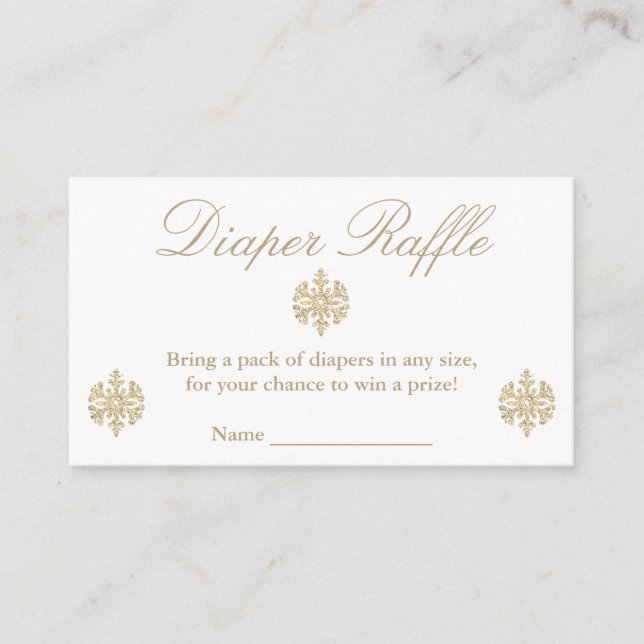 Gold Snowflake Diaper Raffle Enclosure Card (Front)