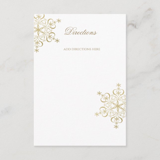 Gold Snowflake Directions or Information Enclosure Card (Front)