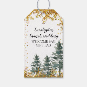 Gold snowflake forest Favor Gift Tag