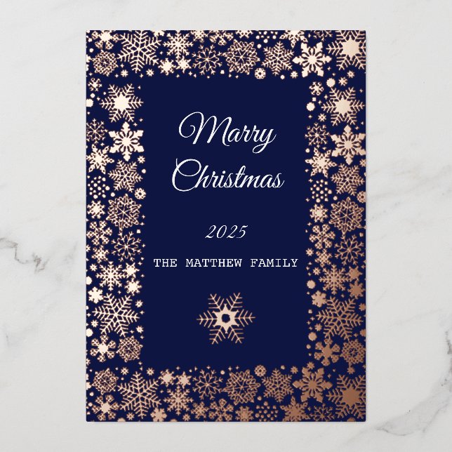 Gold Snowflake Frame Holiday  Card (Front)