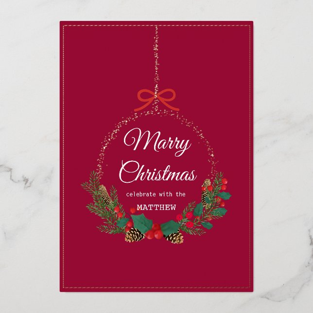 Gold Snowflake Frame Holiday Invitation Card (Front)