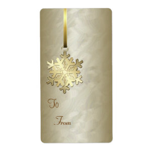 Gold Snowflake Gold Foil Gift Tag Label