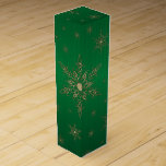 Gold Snowflake Green Metallic Wine Gift Box<br><div class="desc">The Gold Snowflake Green Metallic Wine Gift Box is fully customizable and can be used for multiple purposes. Designed by Norman Reutter.</div>