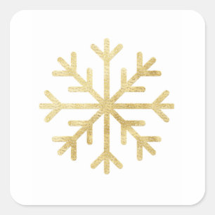 Gold Snowflake Holiday Seasonal Elegant Square Sticker