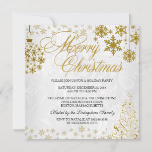 Gold Snowflake Joyeux Noël Invitation de Noël