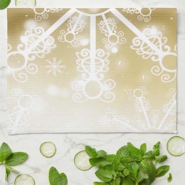 Gold Snowflake Kitchen Towel (Folded)