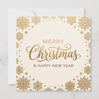 Gold Snowflake Merry Christmas New Year Card