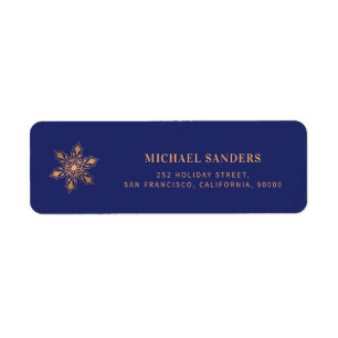Gold snowflake modern Christmas return address