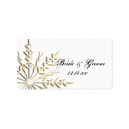 Gold Snowflake on White Winter Wedding Favour Tag