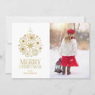Gold Snowflake Ornament Holiday Photo Card
