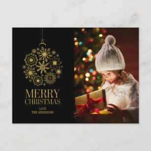 Gold Snowflake Ornament Holiday Photo Postcard