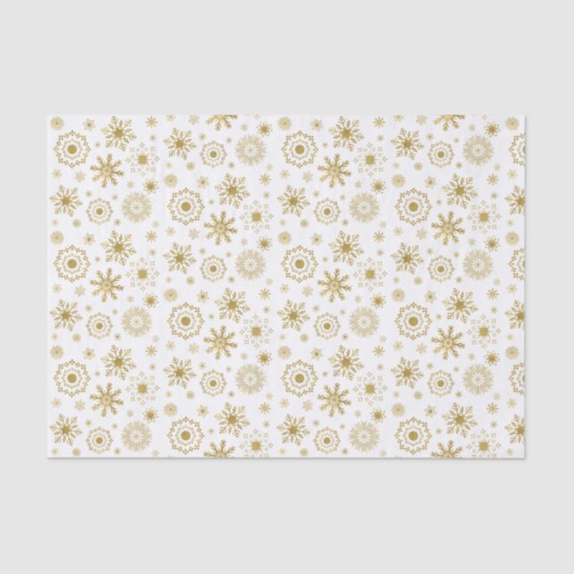 Gold Snowflake Ornament Holiday Tissue Paper (Front)