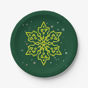 Gold Snowflake Paper Plate